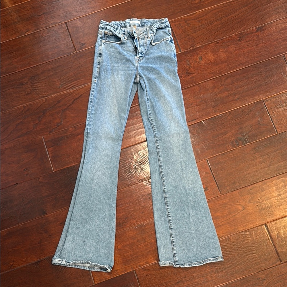 Good American Blue Flare Wide Leg Jeans